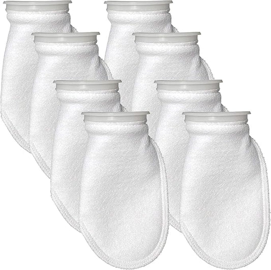 Sock Filters - 200 Micron - Aquarium Felt Filter Bags - Custom Made in USA (4 Inch Ring by 10.5 Inch Long 8 Pack)