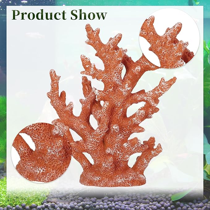 Artificial Coral Decor - Resin Coral Statue Home Decor, 7.48"x2.36"x9.45", Orange