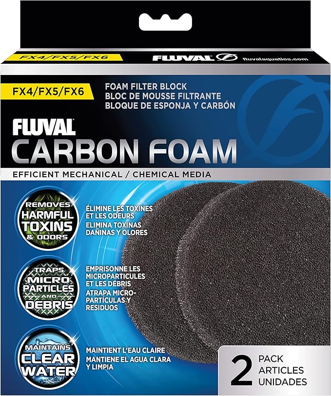 Fluval FX Carbon Foam, Replacement Aquarium Filter Media, 2-Pack, A249,White