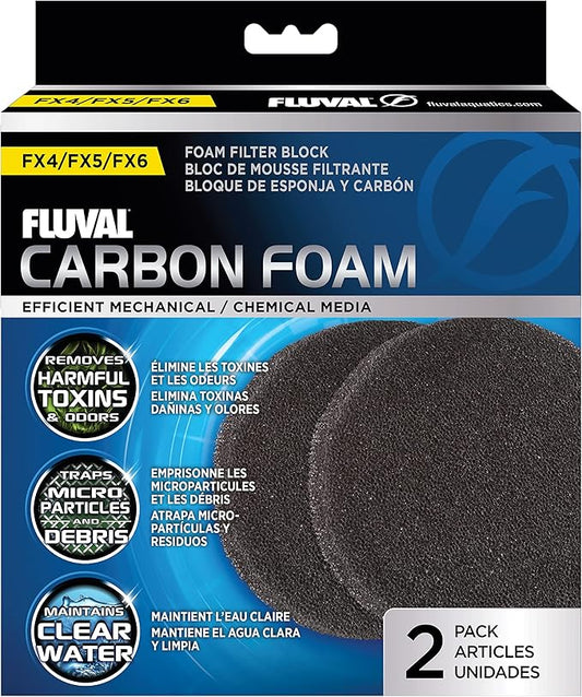 Fluval FX Carbon Foam, Replacement Aquarium Filter Media, 2-Pack, A249,White