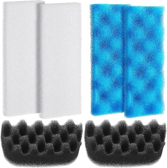 Threlaco 6 Pcs Aquarium Filters Bio Sponge Sets Compatible with Fluval 206/207, Including 2 Blue 2 White 2 Black Bio Sponge for Replacement Filter Media Kit