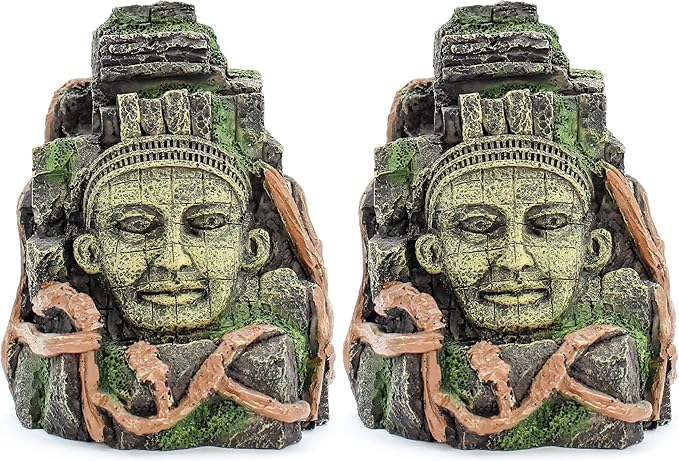 Penn-Plax Deco-Replicas Cambodian Rock Face Aquarium Ornament – Safe for Freshwater and Saltwater Tanks – 5.5” Height (RR965) (Pack of 2)