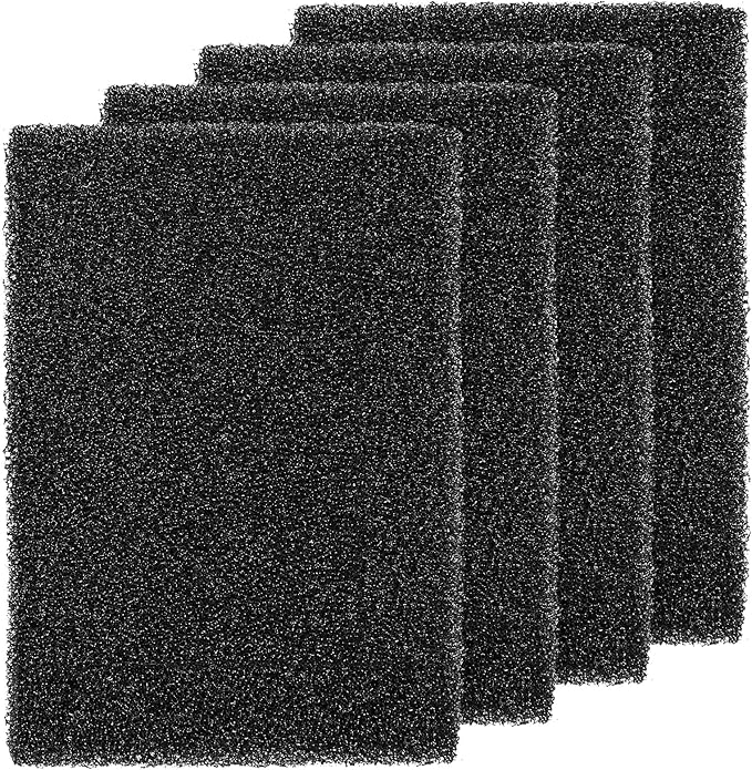 Honoson 4 Pack Aquarium Bio Sponge Filter Media Pad Cut to Size Filter Foam Sponges Open Cell Foam Sheet for Aquarium Fish Tank Sump Ponds Hydroponics(8 x 4 x 1 Inch,Black)