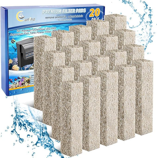 20PCS Ammonia Reducer Filter Pads Compatible with Aqueon Quietflow 20 & 75, Sponge Replacement Filter Cartridges for Aqueon Quietflow LED PRO Aquarium Fish Tank Power Filter