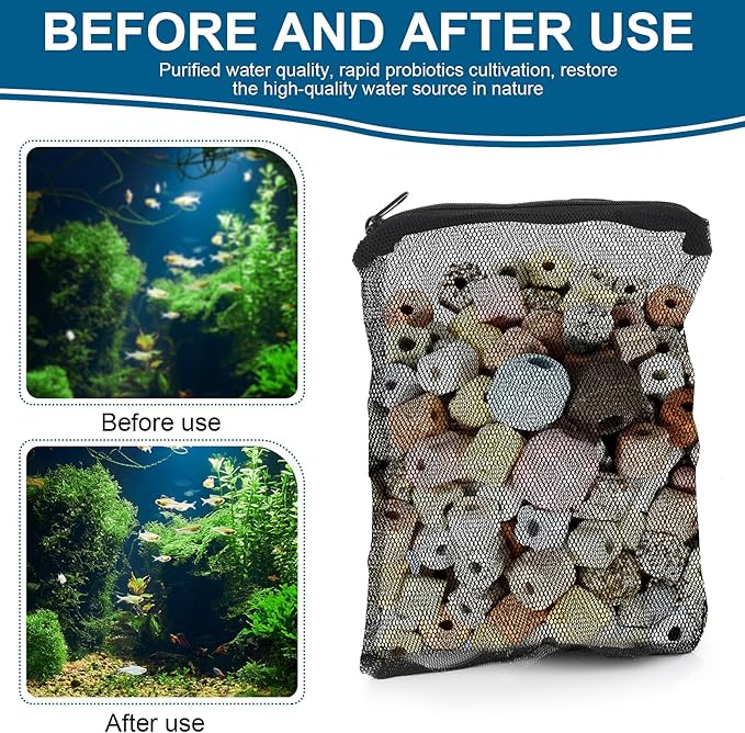 Tucnoeu 10Pcs Media Bags for Aquarium Fine Mesh Bag Aquarium Filter Media Bags with Plastic Zipper Suitable for Activated Carbon, Filter Stones, Ceramic Rings（Black）