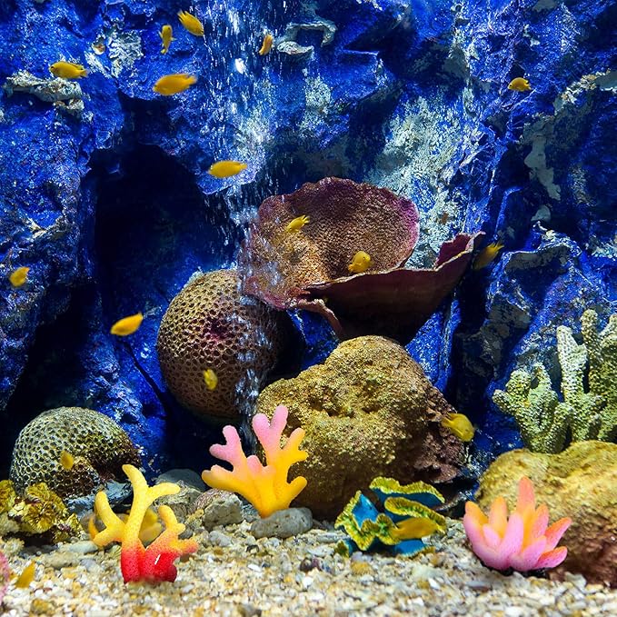 Mimorou 12 Pieces Fake Coral Plant Aquarium Decorations Fish Tank Ornament Decor Artificial Polyresin Colorful Coral Reef Decoration Accessories for Betta Fish Tank Aquarium Landscape(Lovely Style)