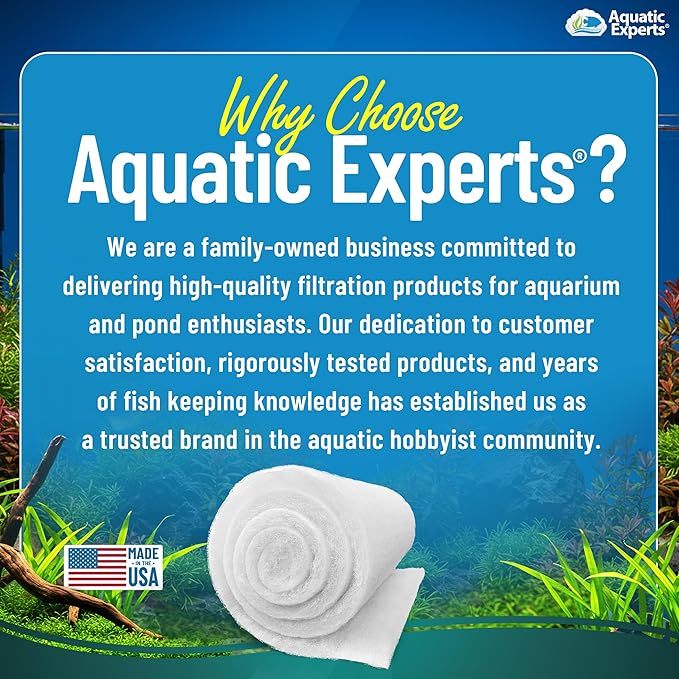 Aquatic Experts Aquarium Filter Floss for Fish Tank Filters - FilterFirst Aquarium Filter Pad - Media Roll for Crystal Clear Water, 3/4" - 1" Thick (18 Inch Wide, 72 Inch Long)