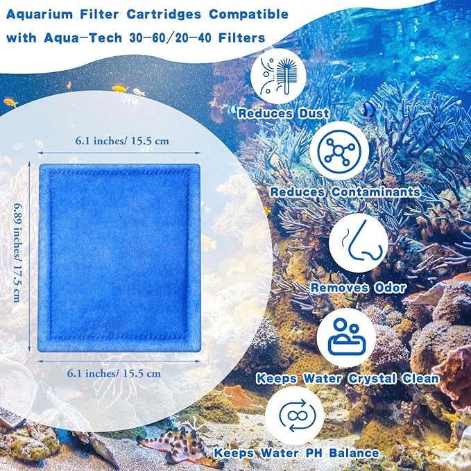 Preboun Aquarium Filter Cartridge Compatible with Aquatech Ez Change #3 Fish Tank Filter Cartridge Compatible with Aquatech 30-60/20-40 Gallon Fish Tank Power Replacement(24 Pcs)