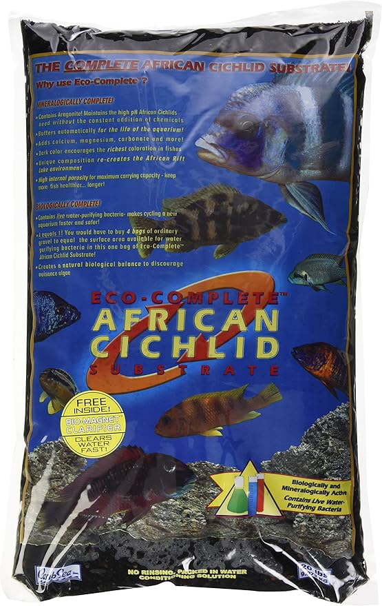 CaribSea Aquatics Eco-Complete African Cichlid Zack Sand, 20-Pound, Black