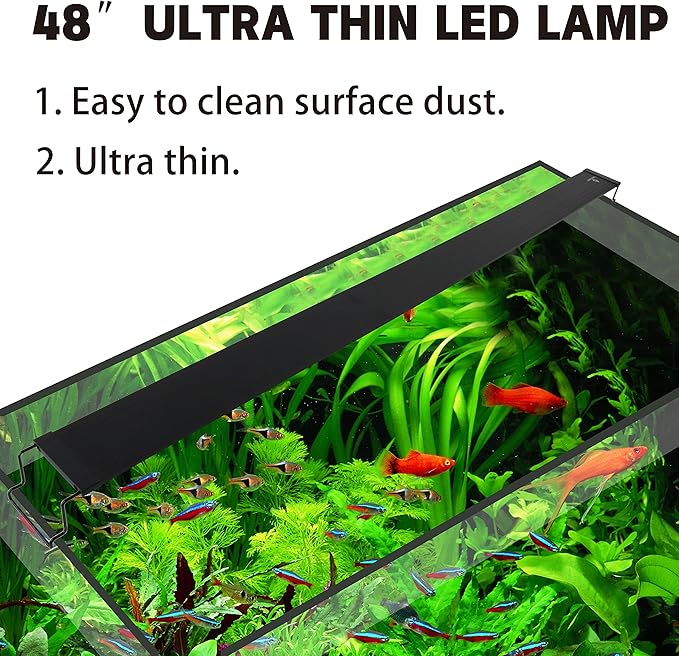 WaterRebirth Ultra-Slim Full Spectrum LED Aquarium Light with Adjustable Brackets.1750LM 40W for 48Inch to 54Inch Fish Tank Lighting Fresh Water
