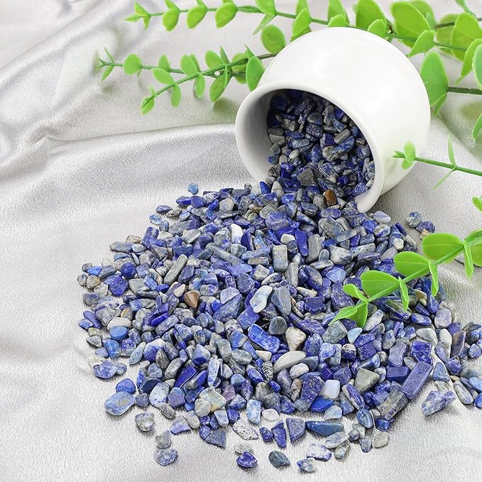 ZHIYUXI Lapis Lazuli Crystal Chips Bulk Fish Tank Decorations Aquarium Rocks Gravel Vase Filler Stones Crystals for Candle Making Witch Kit Gravel for Plants Quartz Sand Gemstone 0.44 lbs