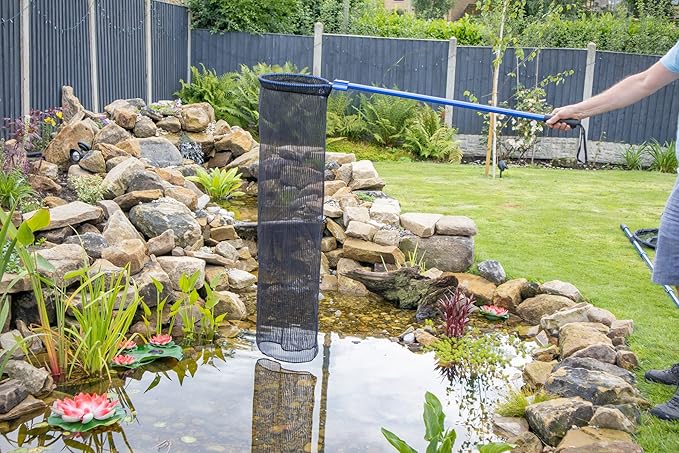 Pond H2o Heavy Duty Koi Fish Transport Sock Net 12 Inch Diameter 48 Inch Long with 15 Inch (40cm) Pole, Koi Sock Net Safely Transfer Pond Fish Not Waterproof Soft Netting, Interchangeable System