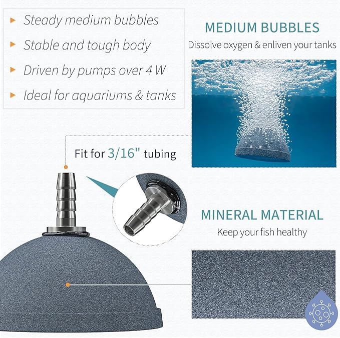 Pawfly Aquarium Air Stone 2 Inch Bread, Fish Tank Air Stone Oxygen Diffuser for Air Pump Fish Tank Bucket Small Pond and DWC Reservoir, 2 Pack