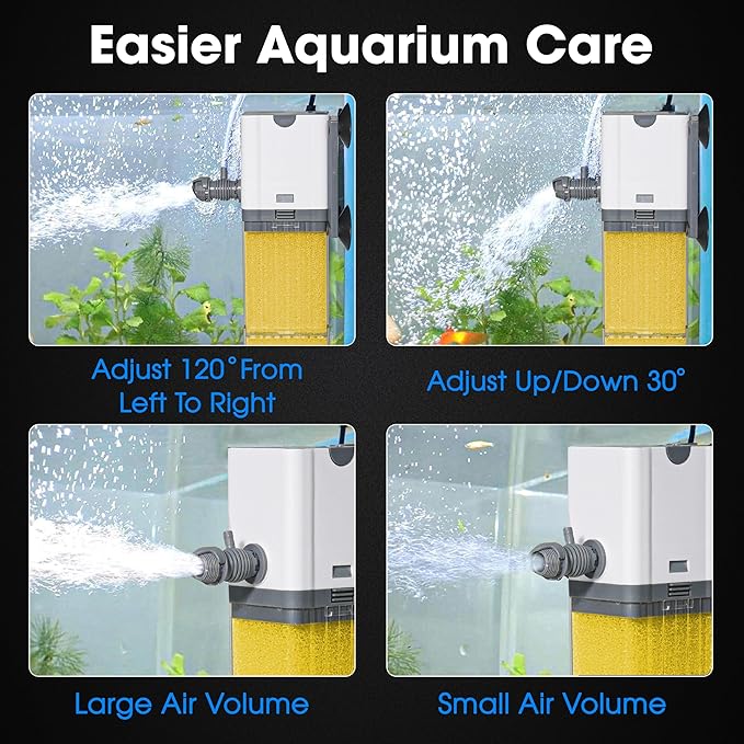Aquarium Filter 25W for 40-80 Gallon, Internal System with Quiet 1200L/h Pump, Submersible Aquarium Filter for Turtles, 100 Gallon Fish Tank Filter, Filtro para Pecera, Clean Water Setup