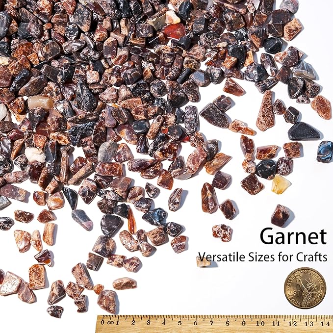Garnet Crystal Chips 2lbs (1000+ Pieces) – 8-15mm Natural Deep Red Gemstones for Jewelry Making, Healing Crystals, Plants, Aquarium Decor & Spiritual Gifts – Stone of Passion & Vitality
