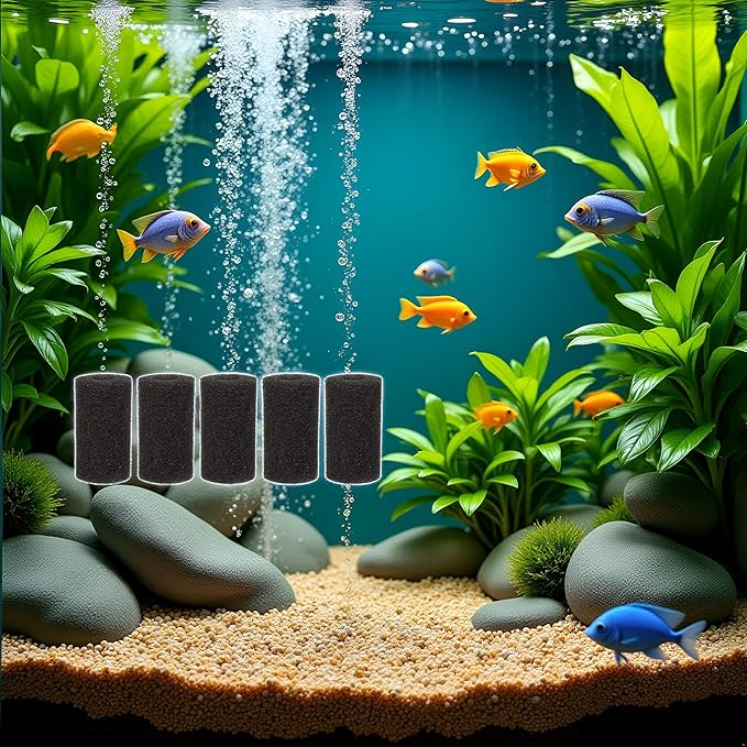 5Pcs Black Aquarium Filter Sponges,Aquarium Pre-Filter Sponges Filter Intake Sponge Strainer Foam Guard Cover for Freshwater and Saltwater Fish Tank, Aquarium Pumps and Filters