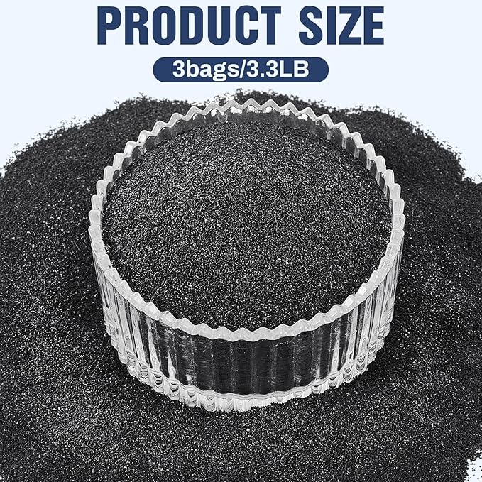 Sasylvia 3 Pack Black Silica Sand for Fireplace Sand Station Refiller for Indoor and Outdoor Fire Pits Facilities, Easy Cleaning Garden Landscaping, Arts Craft and Aquarium