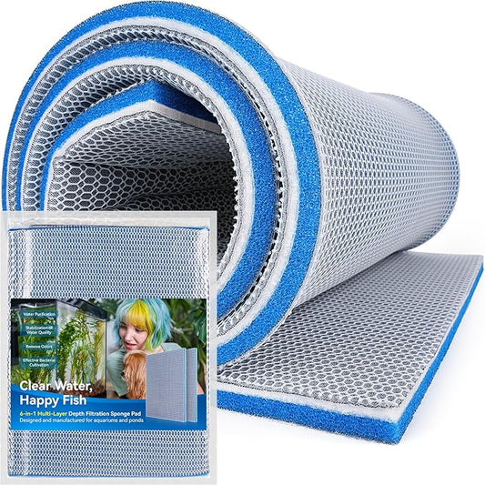 Borlech 8-Layer Fast-Acting Aquarium Filter Pad - Cut-to-Size Aquarium Floss Media for Fish Tank, Pond, Sump - Fast Water Polishing in Hours (47.24"x15.75"x0.6")