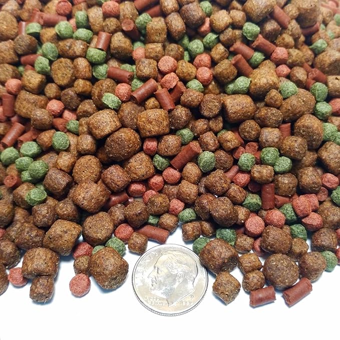 Gourmet Blend of 5-Types of Floating & Sinking Large Pellet Mix for Pacus, Arowanas, Oscars All Large Fish GB-410 - /2-lbs