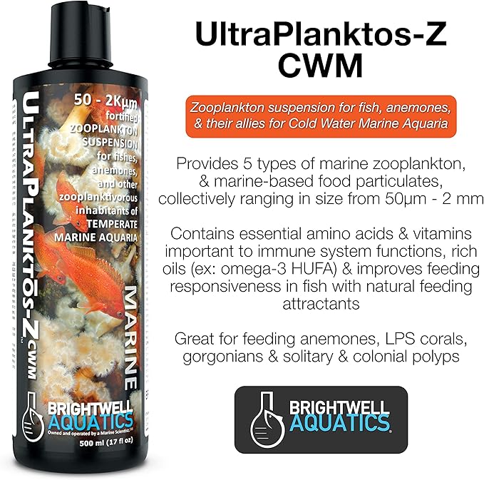 Brightwell Aquatics UltraPlanktos Z CWM - Liquid Zooplankton Feeding Suspension for Fishes, Anemones & Other Inhabitants of Cold Water Marine Aquariums