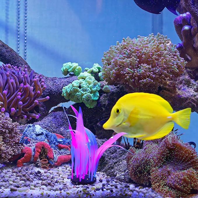 Soft Silicone Glowing Seaweed, Fluorescence Aquatic Artificial Kelp for Aquarium (Pink)