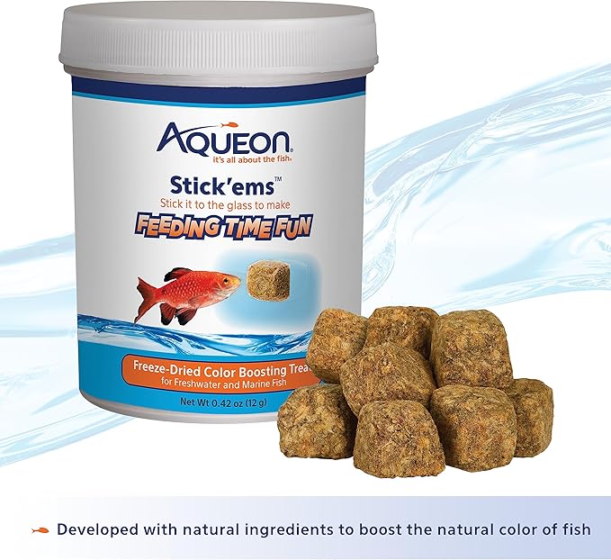 Aqueon Stick'ems Freeze-Dried Color Boosting Pet Fish Treat, 0.42 oz (Pack of 2)