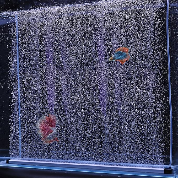 hygger Aquarium Bubble Strip, Nano Air Bubble Curtain Wall Aquarium, Quiet High Dissolved Oxygen Diffuser Fish Tank Bubbler Decorations Self-Sinking for Freshwater Saltwater (27.5 Inch)