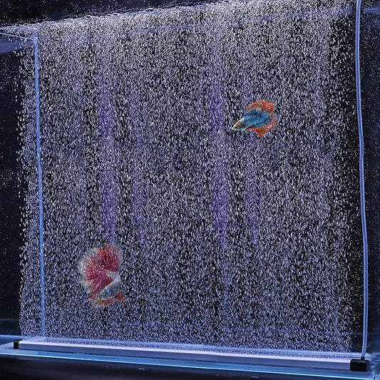hygger Aquarium Bubble Strip, Nano Air Bubble Curtain Wall Aquarium, Quiet High Dissolved Oxygen Diffuser Fish Tank Bubbler Decorations Self-Sinking for Freshwater Saltwater (27.5 Inch)