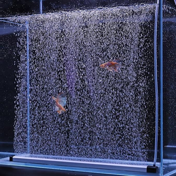 hygger Aquarium Bubble Strip, Nano Air Bubble Curtain Wall Aquarium, Quiet High Dissolved Oxygen Diffuser Fish Tank Bubbler Decorations Self-Sinking for Freshwater Saltwater (16.9 Inch)
