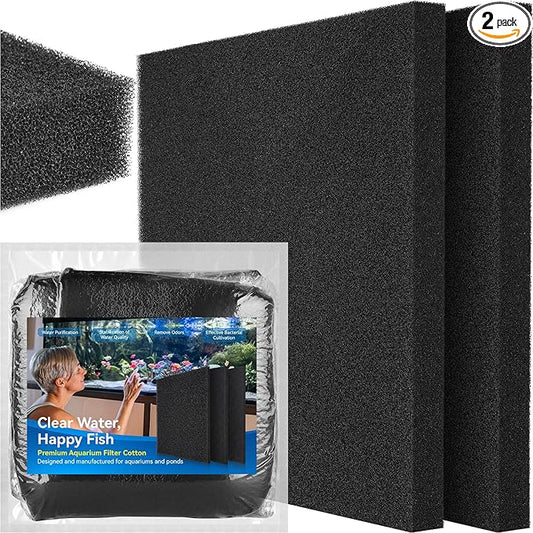 Borlech Aquarium Bio Filter Sponge Pad - Cut-to-Size Aquarium Filter Media for Fish Tank, Pond, Sump - Mechanical & Biological Filtration (18.5"x18.5"x1.6", 35PPI, 2 Pack)