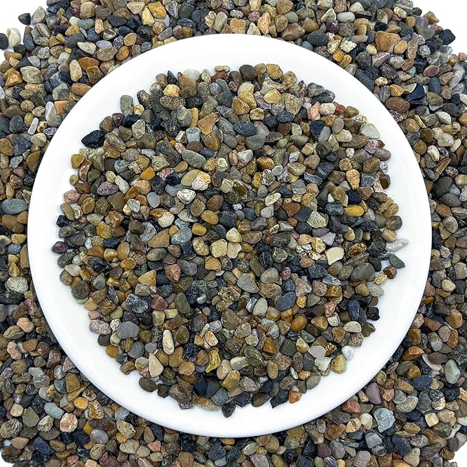 SIDONG 5LB Natural Aquarium Gravel, Small River Rocks for Fish Tank, Garden & Vase Decor - 1/16 Inch Pea Gravel, 2-4mm Polished Stones for Landscaping, Potted Plants, Terrarium