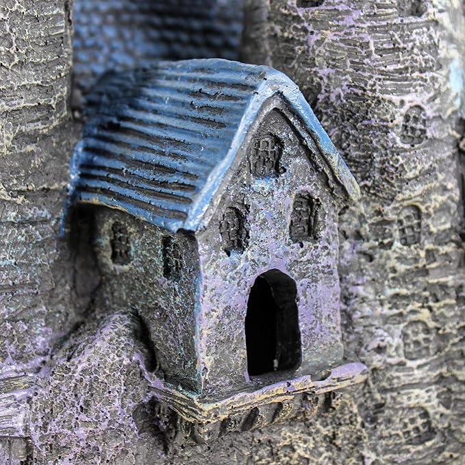 Penn-Plax Deco-Replicas Age-of-Magic Wizard’s Castle Part B Aquarium Decoration - Durable Hand-Painted Resin with Swim Holes & Hideouts - Safe for Freshwater & Saltwater Tanks - Gray, 13 x 9 x 15.5 In