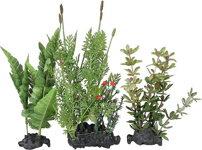 CNZ 3 Pcs Assorted Lifelike Green Aquarium Plastic Plant Decoration (3pcsGR7inch)