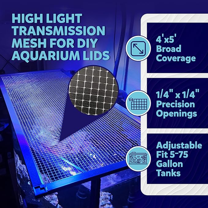 Clear Mesh Netting Material - 4'x5' - Plastic Mesh Screen Netting for Fish Aquarium Screen Top Cover - Aquarium Top - Aquarium Screen (4' x 5')