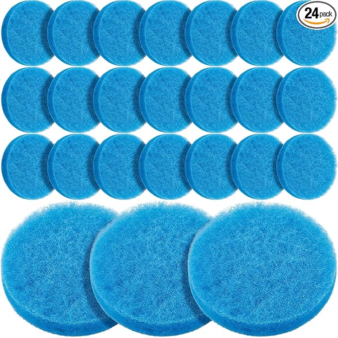 Tranqun 24 Pcs Fine Filter Water Polishing Pad Compatible with Fluval Fx4, Fx5, Fx6 7 x 7 x 0.79 Inches Blue Filter Media Canister Aquarium Water Polishing Pads