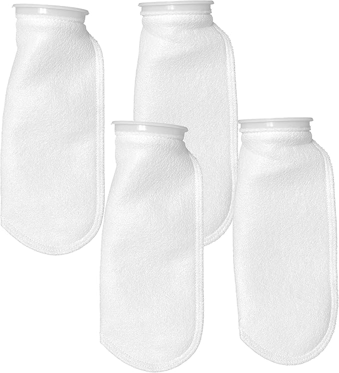 Sock Filters - 200 Micron - Aquarium Felt Filter Bags - Custom Made in USA (4 Inch Ring by 14 Inch Long 4 Pack)