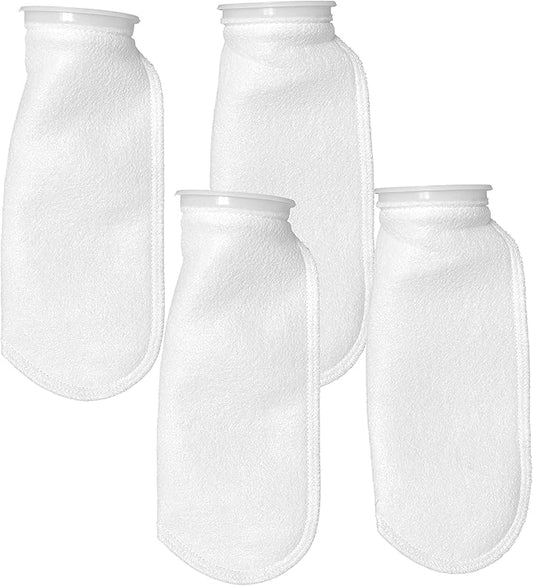 Sock Filters - 200 Micron - Aquarium Felt Filter Bags - Custom Made in USA (4 Inch Ring by 14 Inch Long 4 Pack)