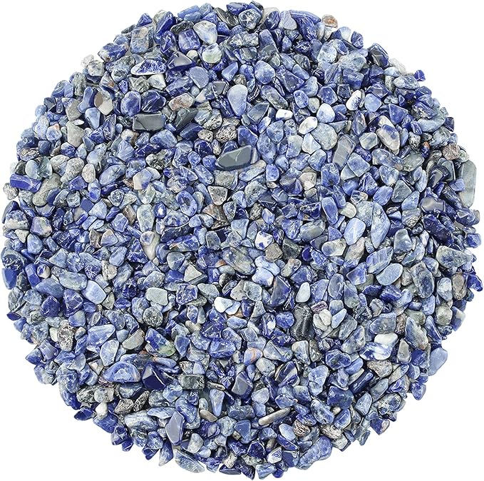 ZHIYUXI Blue Sodalite Crystal Chips Bulk Fish Tank Decorations Aquarium Rocks Gravel Vase Filler Stones Crystals for Candle Making Witch Kit Gravel for Plants Quartz Sand Gemstone 0.44 lbs
