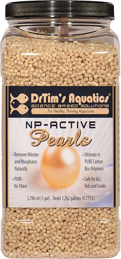 DrTim’s Aquatics NP-Active Pearls Media Reactors for Aquaria – Removes Nitrate, Phosphate, Eliminates Algae in Saltwater, Freshwater, Reef Aquariums, Fish Tanks – 100% Natural – For 1,260 Gal
