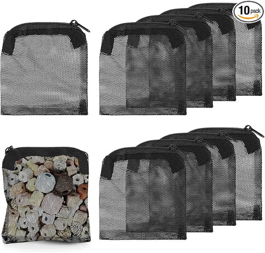Tucnoeu 10Pcs Media Bags for Aquarium Fine Mesh Bag Aquarium Filter Media Bags with Plastic Zipper Suitable for Activated Carbon, Filter Stones, Ceramic Rings (4 x 4 inches)