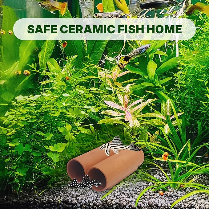 Generic 2 Small Round Plecos Fish Caves, Hide Away Caves for Plecos, Angelfish, Cichlids and More, Dark Red