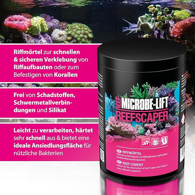 MICROBE-LIFT - Reefscaper | Reef Mortar, Coral Glue, Perfect for Fixing Reef superstructures, Corals and offshoots in Any Marine Aquarium. | Content: 500g