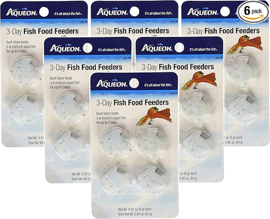 Aqueon 6 Pack of 3-Day Fish Food Feeders, 4 Blocks Per Pack