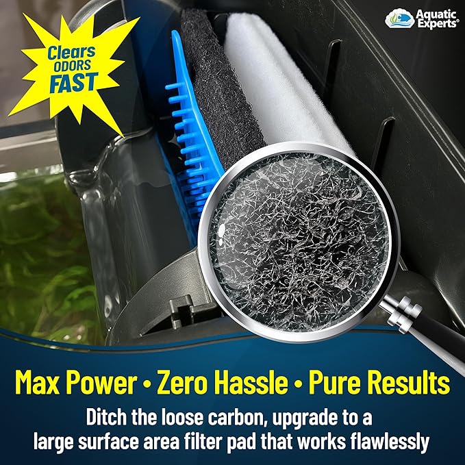 Aquarium Carbon Pad – Cut‑to‑Fit Carbon Infused Filter Pad Media for Crystal Clear Fish Tanks and Ponds, 3/8"–1/2" Thick (10.5 Inch Width, 36 Inch Long)