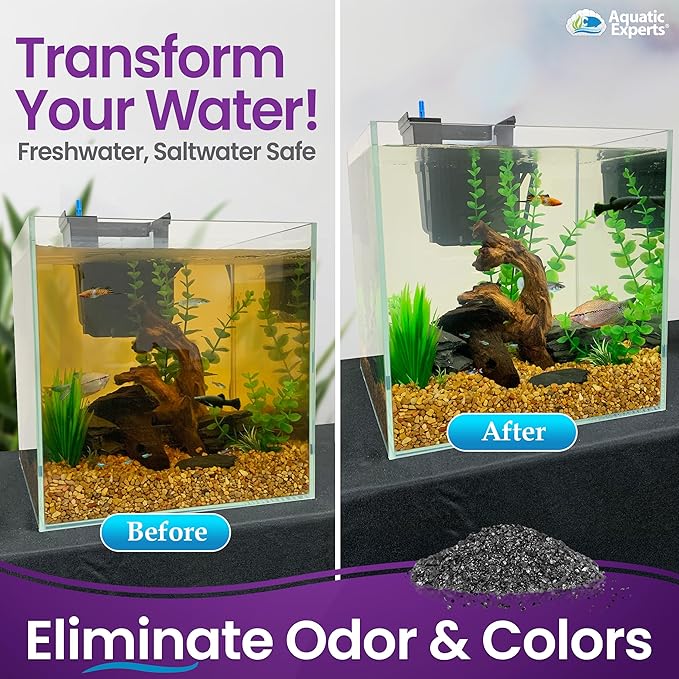 Premium Activated Carbon for Aquariums – 3 lbs Bulk Granulated Charcoal + Four 3" x 8" Fine Mesh Filter Bags, Aquarium Carbon Filter Media for Crystal Clear Fish Tanks