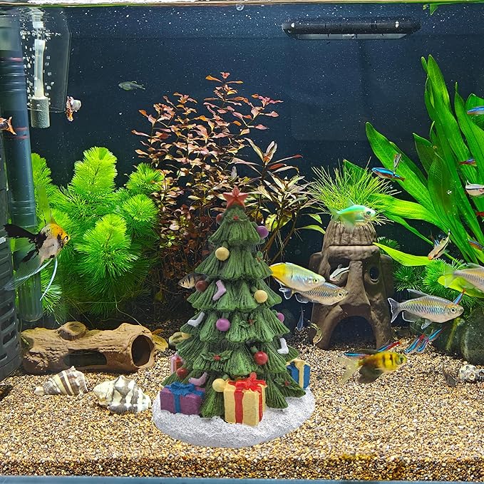 M2cbridge Christmas Tree Aquarium Ornament Pumpkin Holiday Decoration for Aquarium Betta Fish Landscaping Decor (Christmas Tree B)