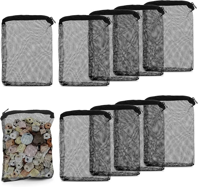 Tucnoeu 10Pcs Media Bags for Aquarium Fine Mesh Bag Aquarium Filter Media Bags with Plastic Zipper Suitable for Activated Carbon, Filter Stones, Ceramic Rings（Black）