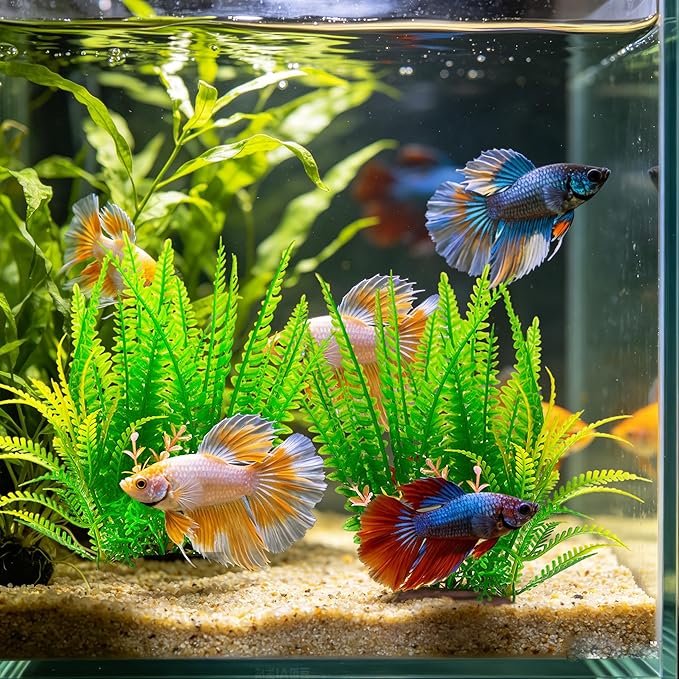 2 Pack Aquarium Decor Plastic Plants, Large Artificial Fish Tank Plant, Fish Tank Decorations-7.1" Tall