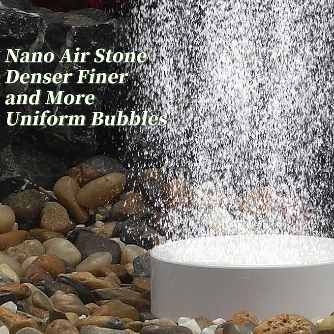 Fish Tank Bubblers Air Stone, Nano Air Disk Stone, Oxygen Diffuser for Air Pump, Air Stone Aquarium Kit, 1.97 Inch, 1 Set