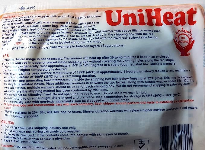 Uniheat Shipping Warmers 40 Hour - 4 Pack + Bonus! One Free 20 Hour Heat Pack!